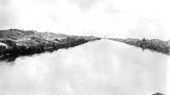 South canal from the first dam showing dredge "Okeechobee" in the distance