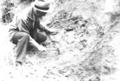 View of plant-bearing clay - near Lamberts Station at milepost 27 on the M&O railroad cut