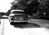 Automobile stopped on highway at Florida state line