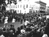 Port St. Joe High School marching band performing in Governor Fuller Warren's inaugural parade.