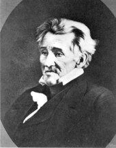 Etching of General Andrew Jackson on horseback