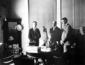Governor Hardee signing documents with state legislators present - Tallahassee, Florida.
