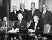 Governor Farris Bryant signing Southern Interstate Nuclear Compact - Tallahassee, Florida.