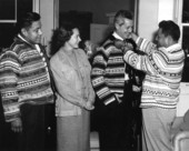 Governor and Mrs. LeRoy Collins with Seminoles in room at "The Grove" - Tallahassee, Florida.