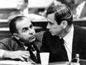 Senator Ralph Poston talking with Senator Reubin Askew (right) - Tallahassee, Florida.