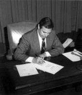 Governor Bob Martinez signing a bill - Tallahassee, Florida.