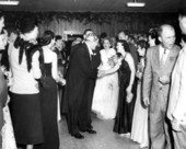 Governor Fuller Warren meeting guest at the inaugural ball - Tallahassee, Florida.