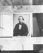 Man's portrait on a copy stand.