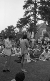 FSU students gathering on Bryan Hall lawn.