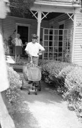 View showing a mailman at work.