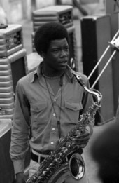 Saxophone player from Daddy Twofoot in concert during the "Free Bill Johnson" rally - Tallahassee, Florida.