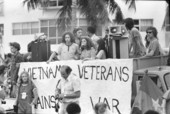 Members from the Vietnam Veterans Against the War delivering speech at a demonstration during the 1972 GOP Convention - Miami Beach, Florida.