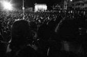 View looking toward Jane Fonda speaking to demonstrators at an anti-war rally in Flamingo Park during the 1972 GOP Convention - Miami Beach, Florida.