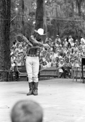 Trick roper Danny Coflin performing at the 1970 Florida Folk Festival - White Springs, Florida.