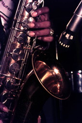 Close-up view of saxophone being played during band performance - Tallahassee, Florida.