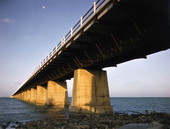 Close-up view showing the Overseas Bridge in the Florida Keys.