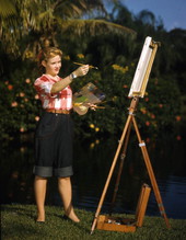 Candy Tilton Ulrich painting at Sarasota Jungle Gardens.