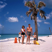 Family at the beach in Sarasota, Florida.