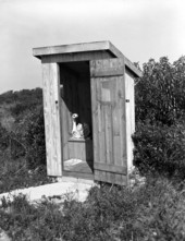 View of an outhouse.