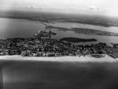 Aerial view looking east over Lido Key near Sarasota, Florida.