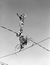 Members of the Flying Wallendas daredevil circus act shown during practice in Sarasota, Florida.