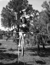Carla Wallenda, of the Flying Wallendas daredevil circus act, shown during a practice session in Sarasota, Florida.