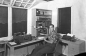 Photographer's son William Janney Steinmetz in a radio station in Sarasota, Florida.