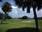 View showing people playing golf on the course at a country club in North Miami, Florida.