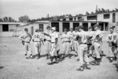 View showing Kingston Colonials minor league players at the Brooklyn Dodgers training camp in Vero Beach, Florida.