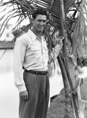 Portrait of Boston Red Sox baseball player Ted Williams in Sarasota, Florida.
