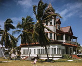 View showing the Southernmost House at 1400 Duval St. in Key West, Florida.