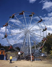View of a ferris wheel in Taos, New Mexico.