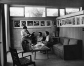 Bob Garland with Joe and Lois Steinmetz in the reception room at Joe's studio in Sarasota, Florida.