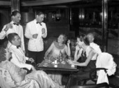 View showing guests aboard the S.S. Florida of P. & O. Line traveling between Miami and Havana.