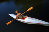 Model Karen Kramer kayaking in Sarasota, Florida.