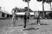 Photographer's wife, Lois Foley Steinmetz (center background), with friends at the Cabbage Key Inn & Studio.