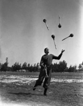 Juggler Massimiliano Truzzi shown during practice at the Ringling Circus winter quarters in Sarasota, Florida.