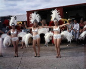 View of Ringling Circus performers in costume at the winter quarters in Sarasota, Florida.