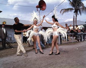 View showing Ringling Circus performers in costume at the winter quarters in Sarasota, Florida.