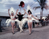 View showing Ringling Circus performers in costume at the winter quarters in Sarasota, Florida.