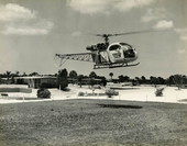 Helicopter arriving at the Colony Beach Resort hotel on Longboat Key, Florida.