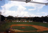View overlooking baseball field at the FSU ballpark during practice in Tallahassee, Florida.