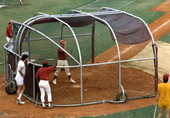 View of batting practice at the FSU ballpark in Tallahassee, Florida.