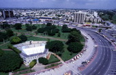 Aerial view looking northwest over Young Circle Park in Hollywood.