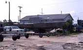 Boat in yard for maintenance and repairs at Dunn's Creek Fish Camp on Heckscher Dr. in Jacksonville.