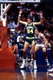 Jacksonville Dolphins basketball player in a game.