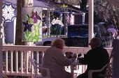Stained glass displayed on the veranda at the Shady Oak Gallery in Micanopy.