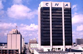 Close-up view of the CNA Building in downtown Orlando.