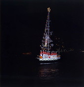 Decorated boat in the Christmas "Winterfest" parade in Ft. Lauderdale, Florida.