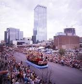Scene from the Gasparilla Carnival parade in Tampa, Florida.
